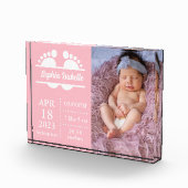 Nieuwe Baby Aankondiging Meisje Geboorte Stat Foto (Rechts)