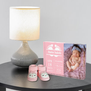 Nieuwe Baby Aankondiging Meisje Geboorte Stat Foto