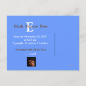 Nieuwe Baby Aankondiging Post Kaart (Achterkant)