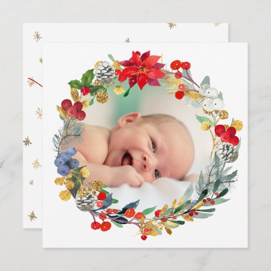 nieuwe baby aankondiging Vrolijk kerstfeest (Voorkant / Achterkant)