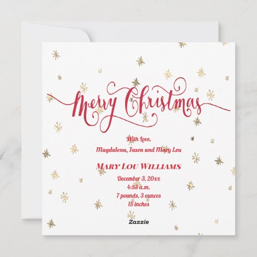 nieuwe baby aankondiging Vrolijk kerstfeest (Achterkant)