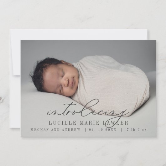 Nieuwe baby Announcement Introductie Manuscript Aankondiging (Voorkant)