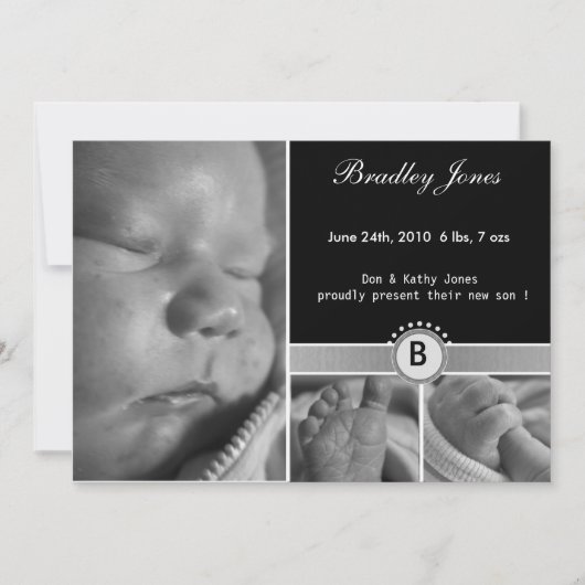 Nieuwe Baby Arrival Card Aankondiging (Voorkant)