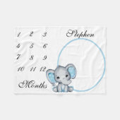 Nieuwe Baby Baby Milestone Blue Elephant Pink Foto Fleece Deken (Voorkant (Horizontaal))