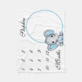 Nieuwe Baby Baby Milestone Blue Elephant Pink Foto Fleece Deken (Voorkant)