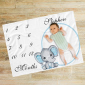 Nieuwe Baby Baby Milestone Blue Elephant Pink Foto Fleece Deken