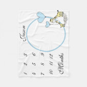 Nieuwe Baby Baby Milestone Blue Giraffe Foto Fleece Deken (Voorkant)