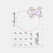 Nieuwe Baby Baby Milestone Leuke Roze Olifant Foto Fleece Deken (Voorkant)