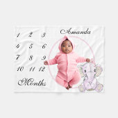 Nieuwe Baby Baby Milestone Leuke Roze Olifant Foto Fleece Deken
