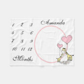 Nieuwe Baby Baby Milestone Roze Giraffe Foto Fleece Deken (Voorkant (Horizontaal))