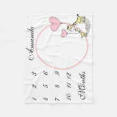 Nieuwe Baby Baby Milestone Roze Giraffe Foto Fleece Deken (Voorkant)