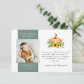 Nieuwe baby bedankt | Herfst Pumpkin Sunflower (Staand voorkant)