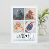 Nieuwe baby bedankt kaarten met foto's, collage fo (Staand voorkant)