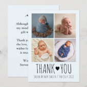 Nieuwe baby bedankt kaarten met foto's, collage fo (Voorkant / Achterkant)