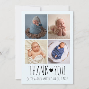 Nieuwe baby bedankt kaarten met foto's, collage fo