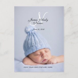 Nieuwe Baby Boy Aankondiging Foto Briefkaarten