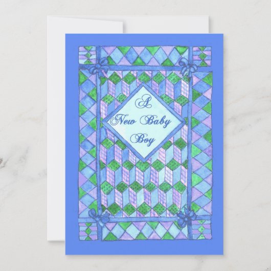 Nieuwe Baby Boy Aankondiging - Kinderbedje Quilt (Voorkant)