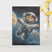 Nieuwe Baby Boy Astronaut Teddy Bear Kaart (Gele Bloem)