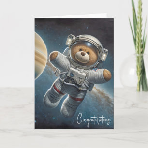 Nieuwe Baby Boy Astronaut Teddy Bear Kaart