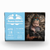 Nieuwe Baby Boy Blauwe Geboortestatistieken Keepsa Fotoblokken (Voorkant)