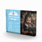 Nieuwe Baby Boy Blauwe Geboortestatistieken Keepsa Fotoblokken (Rechts)