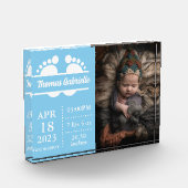 Nieuwe Baby Boy Blauwe Geboortestatistieken Keepsa Fotoblokken (Links)