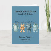 Nieuwe Baby Boy Blue Aanpasbaar Kaart (Voorkant)