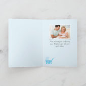 Nieuwe Baby Boy Foto Blauwe Aankondiging Kaart (Binnen)