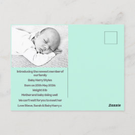 Nieuwe Baby Boy Geboorte Aankondiging Blauw paarse Briefkaart