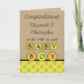 Nieuwe Baby Boy grote liefde rustiek sinaasappel g Kaart (Voorkant)