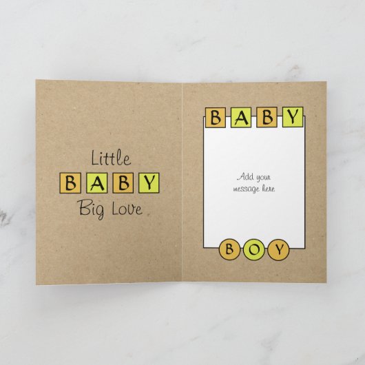 Nieuwe Baby Boy grote liefde rustiek sinaasappel g Kaart (Binnen)