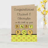 Nieuwe Baby Boy grote liefde rustiek sinaasappel g Kaart (Gele Bloem)