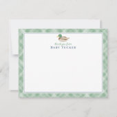 Nieuwe Baby Boy Mallard Duck Dank u Stationery Notitiekaartje (Voorkant)