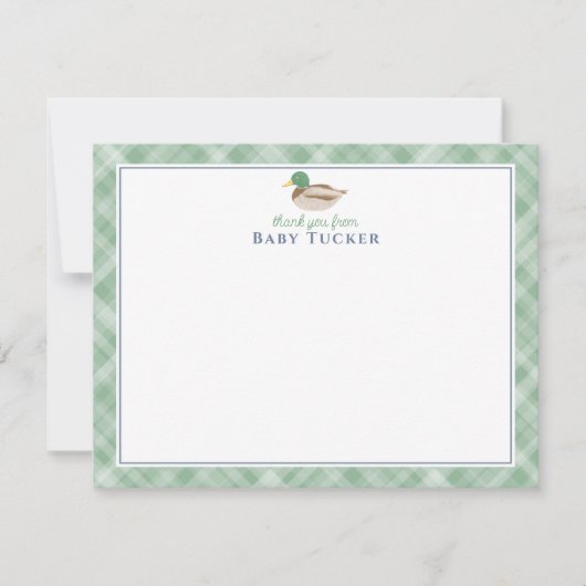 Nieuwe Baby Boy Mallard Duck Dank u Stationery Notitiekaartje (Voorkant)