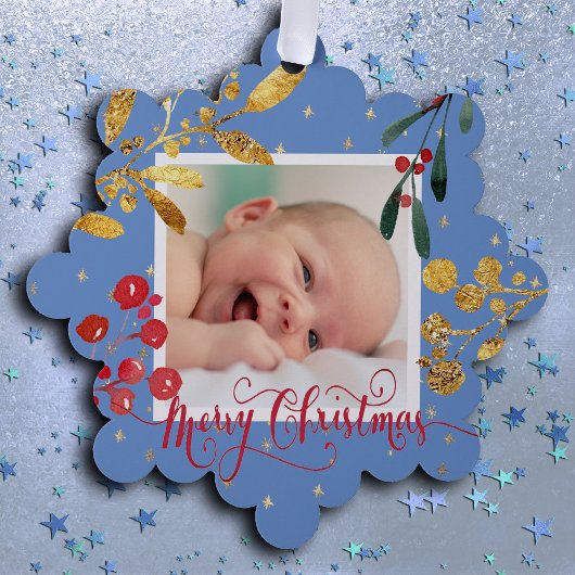 nieuwe baby boy Merry Christmas Ornament Kaart