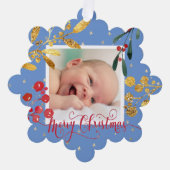 nieuwe baby boy Merry Christmas Ornament Kaart (Voorkant)