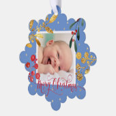 nieuwe baby boy Merry Christmas Ornament Kaart (Links)