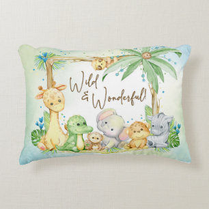 Nieuwe Baby Boy Safari Dieren Wild en Wonderful Accent Kussen
