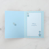 Nieuwe Baby Boy schattige giraffe blauw Kaart (Binnen)