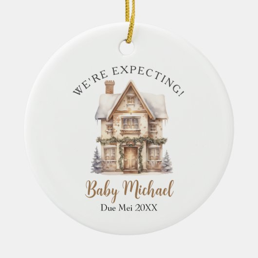 Nieuwe Baby Christmas House Decor We verwachten Keramisch Ornament (Voorkant)