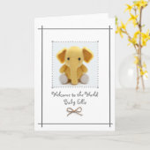 Nieuwe Baby Crochet Elephant Greetings Kaart Aange (Gele Bloem)