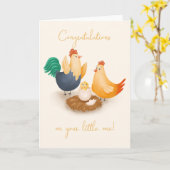 Nieuwe Baby Cute Baby Chick Gefeliciteerd Kaart (Gele Bloem)