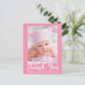 Nieuwe Baby Dank Je Wel Roze Briefkaart (Staand voorkant)