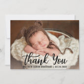 Nieuwe Baby Dank u Blk Script Kraft Kaart (Voorkant)