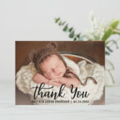 Nieuwe Baby Dank u Blk Script Kraft Kaart (Staand voorkant)