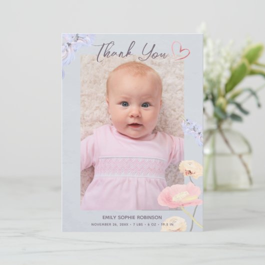 Nieuwe baby Dank u voor de introductie van foto Co Aankondiging (Staand voorkant)