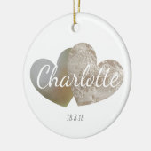 Nieuwe baby / doopkant & parel hart ornament (Links)