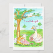 Nieuwe Baby Douche Meisje Sprookjesdieren Kaart (Voorkant)