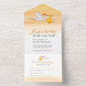 Nieuwe baby douche ooievaar levering waterverf sin all in one uitnodiging (Binnen)