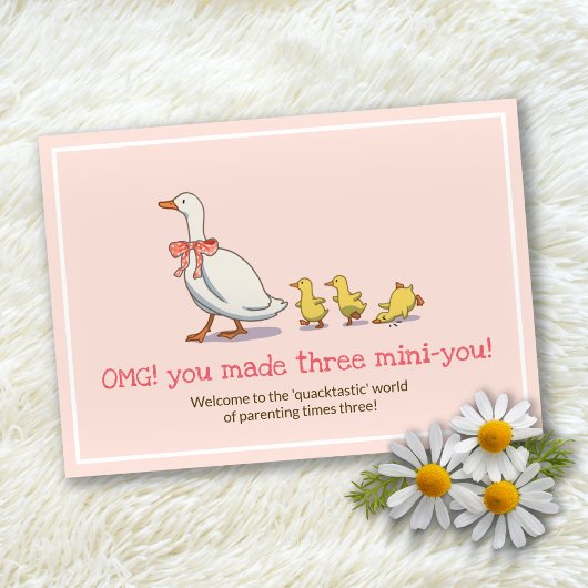 Nieuwe Baby Ducks Blush Roze Triplets Gefeliciteer Kaart
